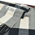 thumbnail image 2 of Unisex Winter Striped Checked Plaid Luxurious Scarf Soft Wool Feel Scarves Beige Black White, 2 of 4