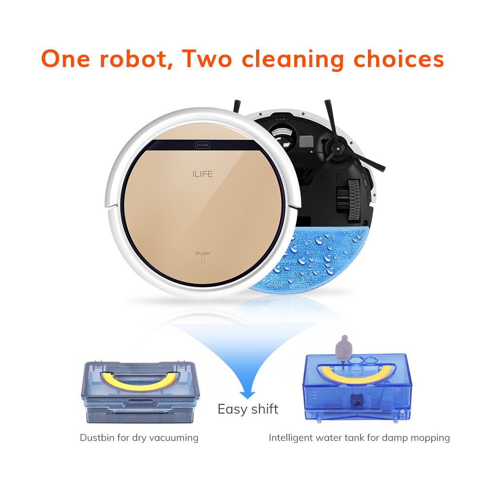 ILIFE V5s Pro-W, Robot Vacuum and Mop 2 in 1, with Water Tank, Self Charging, Tangle Free for Pet Hair - image 4 of 7