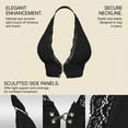 thumbnail image 5 of Alun Women's Lace Front Closure Bras Halter Deep V-Neck Wireless Bra Light Support and Coverage No Underwire Solid Color Soft Comfort Bralette for Everyday Wear Black L, 5 of 8
