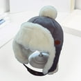 thumbnail image 4 of Kids Winter Ear Protection Hat Autumn Winter Children Lei Feng Hat with Fur Ball Decor Kids Outdoor Riding Hat with Ear, 4 of 5
