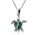 thumbnail image 5 of Love Life Sea Turtle Heart Malachite .925 Sterling Silver Necklace, 5 of 6
