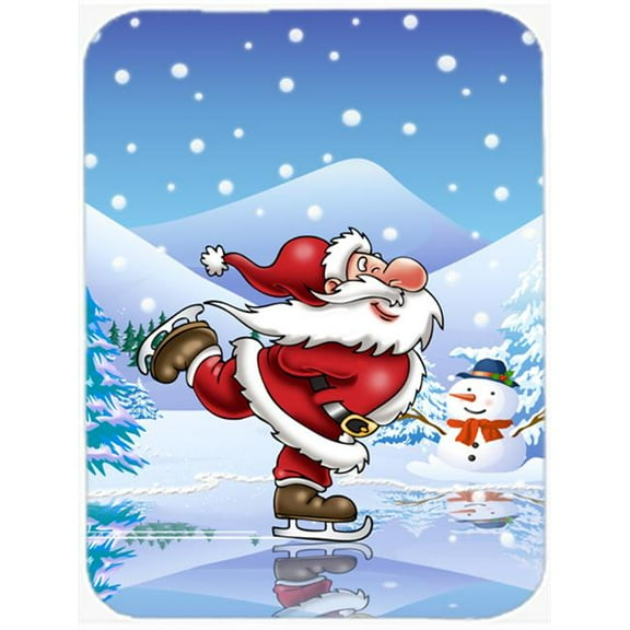 Christmas Santa Claus Ice Skating Mouse Pad, Hot Pad or Trivet