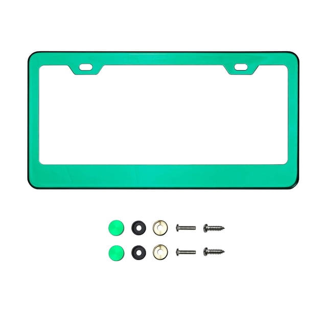 KA Depot Green Chrome Mirror License Plate Frame T304 Stainless Steel + Metal Screw Caps