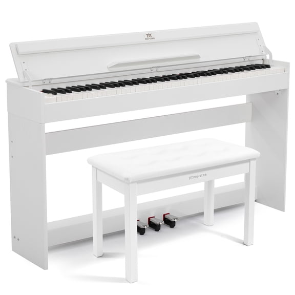 Mustar 88 Keys Upright Fully Weighted Digital Piano Keyboards with Bench (White)