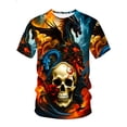 thumbnail image 3 of Men's casual multi-colored faucet skull print short-sleeved T-shirt, 3 of 5