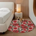 thumbnail image 2 of Round Rugs 8Ft, Red Floral Christmas Round Area Rug Washable Indoor Throw Carpet, Xmas Floral Botanical Rustic Large Non Slip Circle Rug for Kids Room RV Home Decor Aesthetic, 2 of 8