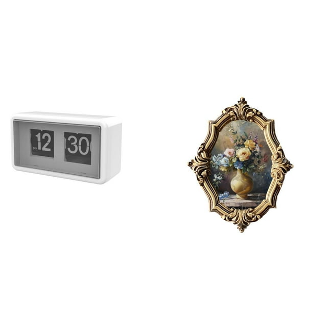 Reloj De Escritorio Silencioso Con Tapa Y Gran Pantalla, Marco De Fotos De Resina Vintage Para Decoración De Galerías, Dormitorios, Oficinas Y Colecciones De Artesanía.