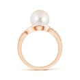 thumbnail image 2 of Angara Solitaire Freshwater Cultured Pearl Bypass Ring with Diamonds in 14K Rose Gold for Women | June Birthstone Jewelry for Her, 2 of 8
