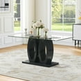thumbnail image 6 of AF Design Glass Dining Table Set of 5, Tempered Glass Table with Double O-Shape Base, 4 Velvet Nailhead Chairs for Kitchen, Living Room, 6 of 7