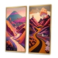 thumbnail image 3 of Designart "Playful Purple Mountain Scene Along the Swirling Road II" Meadow Framed Wall Art Set Of 2 - Traditional Pink Framed Wall Art Set Of 2, 3 of 6