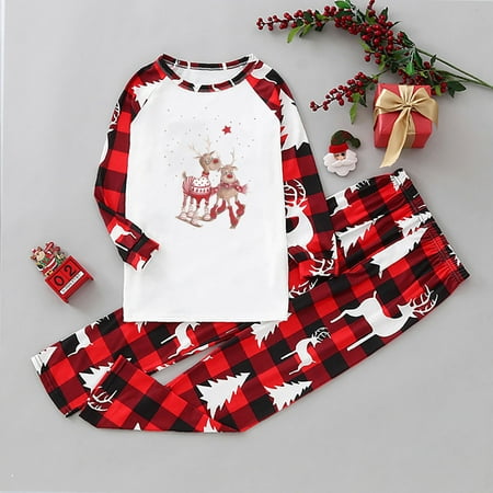 

Baikeli 2023 Xmas Family Matching Pajamas Sets for Parent-child Sleepsuit Crew Neck Two Piece Soft Printed Pjs Joy Chirstmas Eve Mom/Dad/Couple/Kids/Bbay/Toddler Whole Family