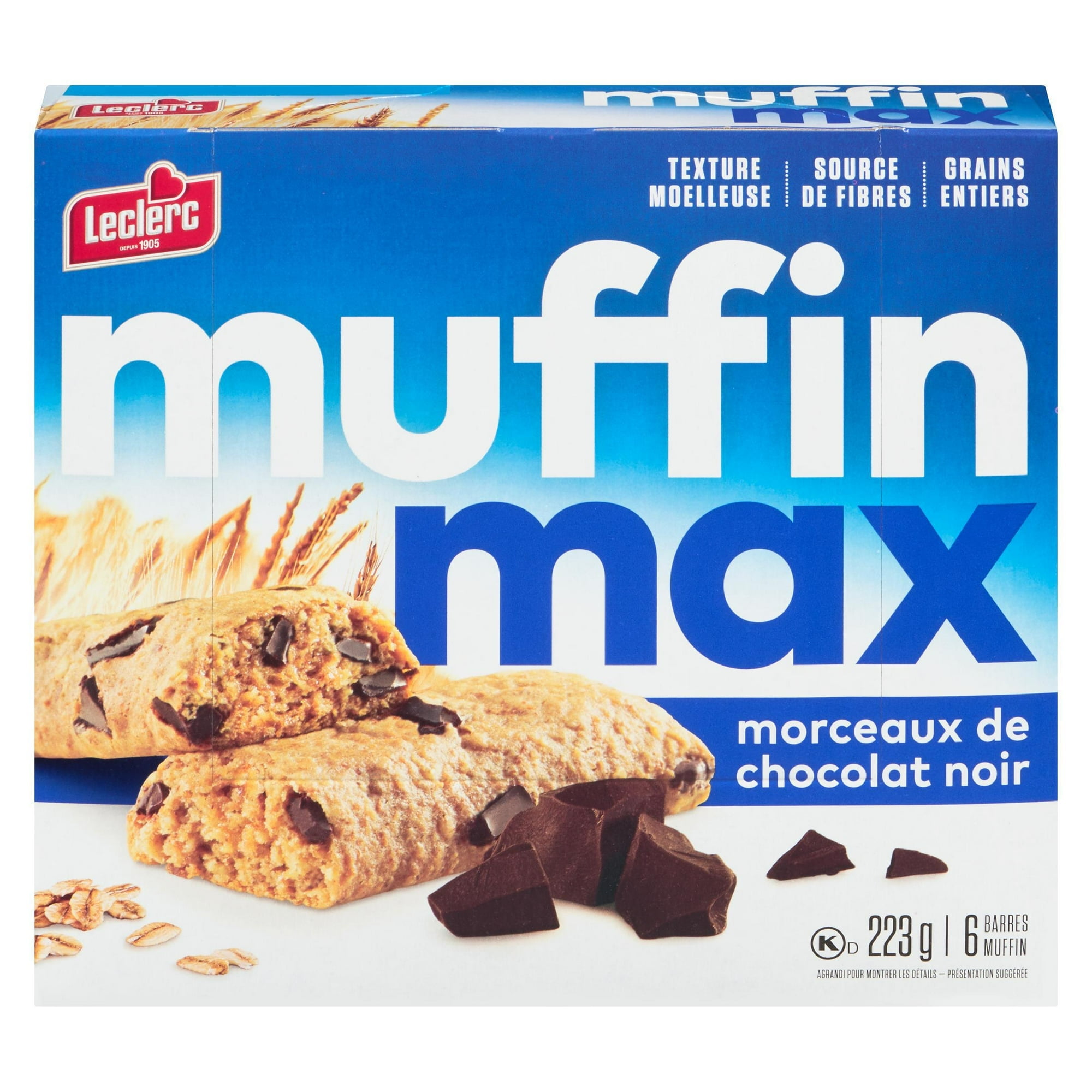 Barres muffin de chocolat noir Muffin Max en morceaux 223 g / 6 barres muffin