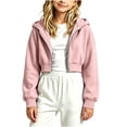 thumbnail image 3 of Shadoumai Girls Cropped Zip Up Hoodie Long Sleeve Sweatshirts For Teen Girls Fashion Fall Fashion Casual Jackets With Pockets, 3 of 7