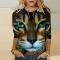 thumbnail image 1 of Blouses pour Femmes Mode Imprimé de Pâques T-shirt Ample Mi-Longueur Manches 3/4 Blouse Col Rond Hauts Décontractés Blouses pour Femmes en Liquidation, 1 of 5