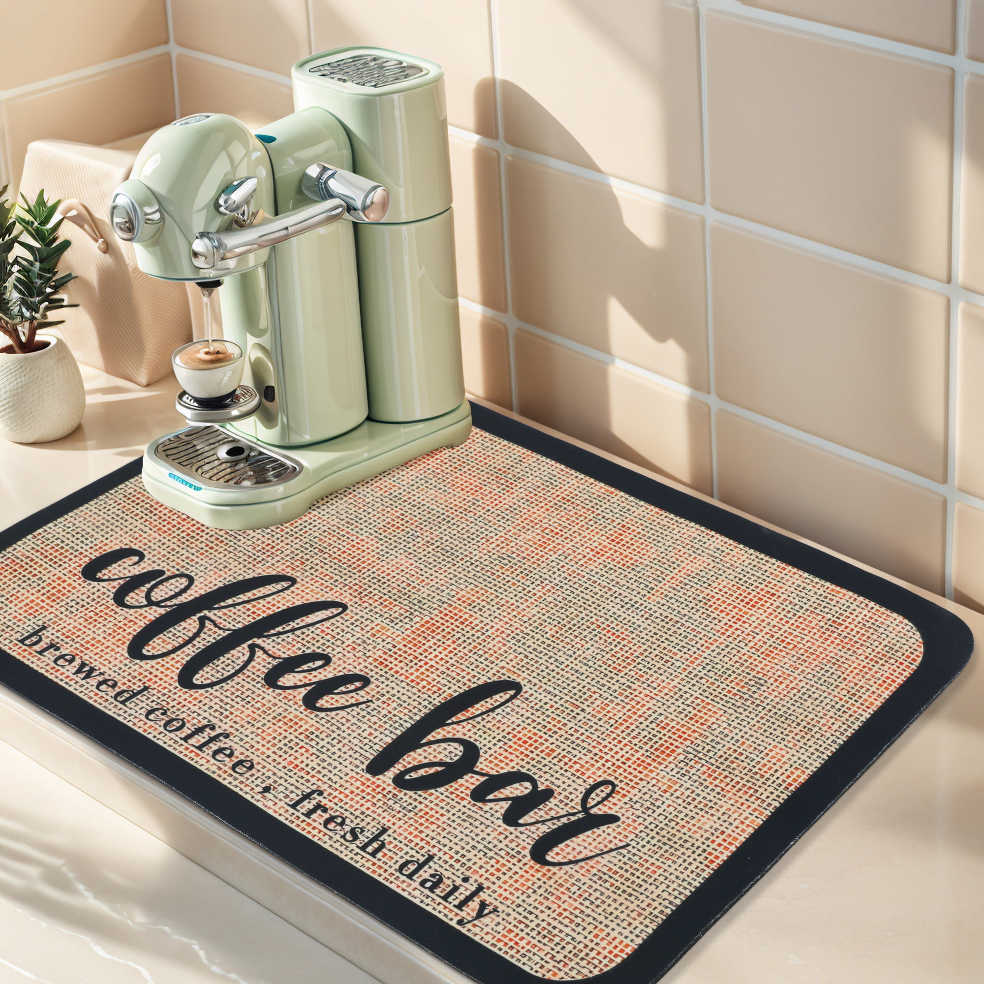 Unique Bargains Diatomaceous Coffee Bar Mat Quick Dry Dish Drying Mats Khaki 19.7*15.7 in