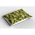 thumbnail image 2 of Ambesonne Cat Pillow Sham 2 Pack, Kitten Silhouettes Jungle, 30"x20", Green Dark Green Cream, 2 of 3
