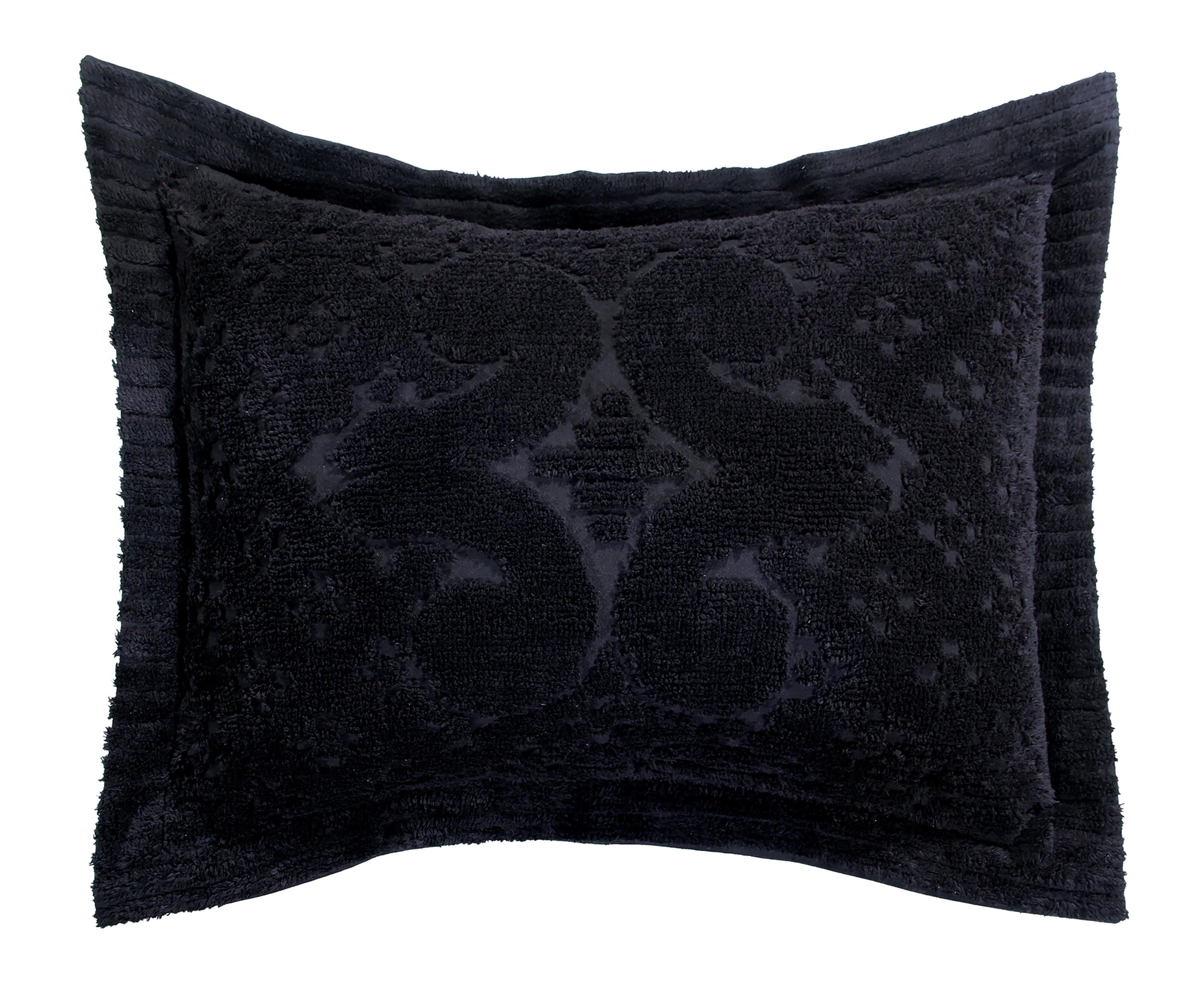 Better Trends 2 Piece Chenille Bedspread Set for Twin Bedspread 100% Cotton Lightweight Bedspread for all Season Ashton Collection (Black)
