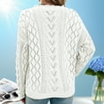 thumbnail image 4 of Lenpel Women's Crochet Sweaters Scalloped V Neck Long Sleeve Hollow out Knit Tops Casual Pullover Sweaters(White,X-Large), 4 of 7