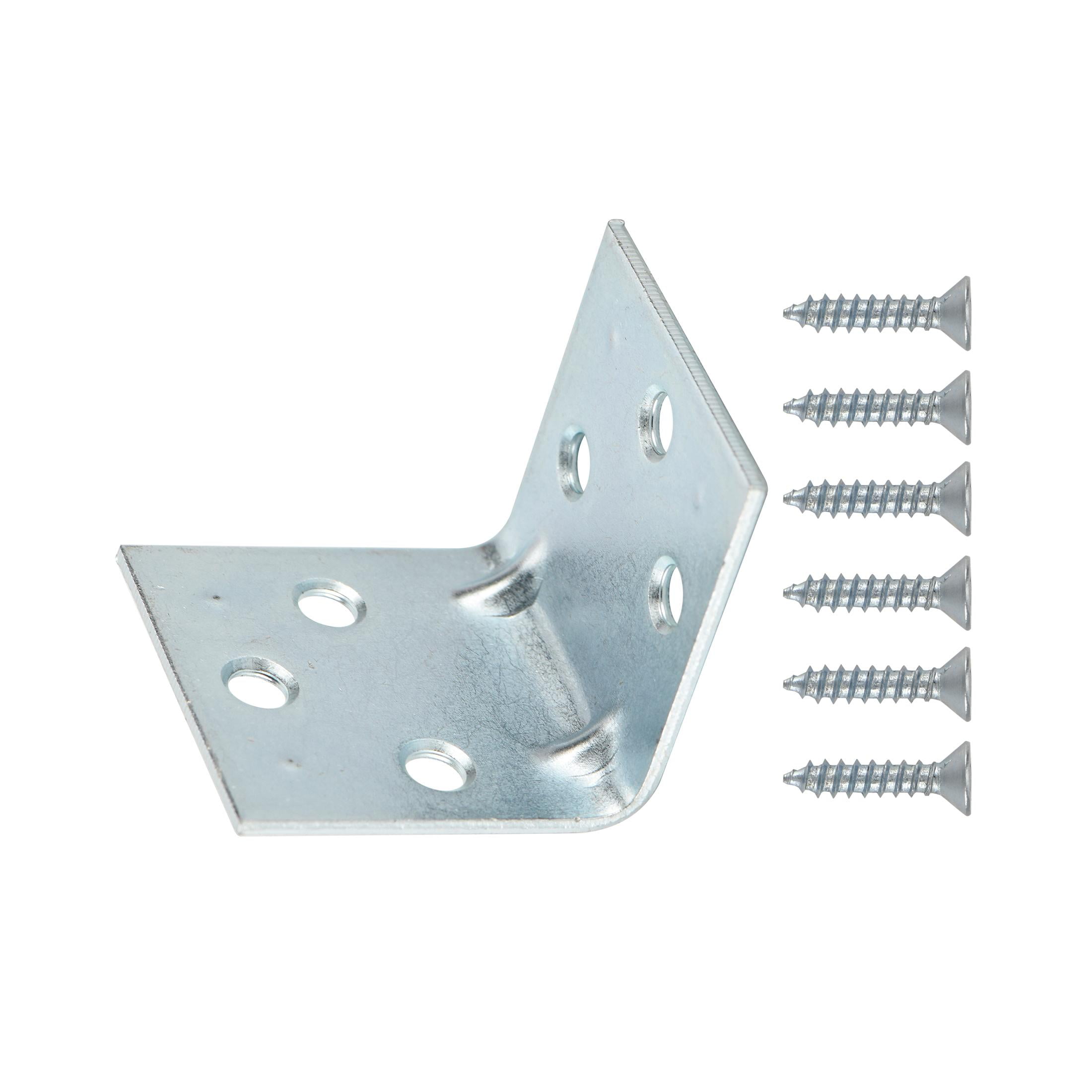 Hyper Tough 2-1/2 inch. x 2-1/2 inch. Double Wide Corner Brace, Steel, Zinc Plated (2 Pack), 2.5 X 1.5 X 0.071 inch