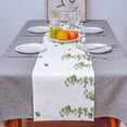 thumbnail image 4 of Table Runner Dresser Scarves 72 Inch Long, Falling Eucalyptus Leaves Watercolor Green Plant Linen Dining Table Runners Rustic White Texture Tabletop Scarf for Wedding Holiday Party Kitchen, 4 of 7