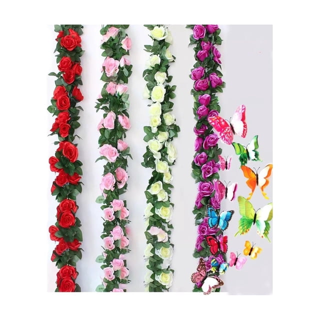 4 Flores Artificiales Rosa 2.3m Artificial Decoración Hogar