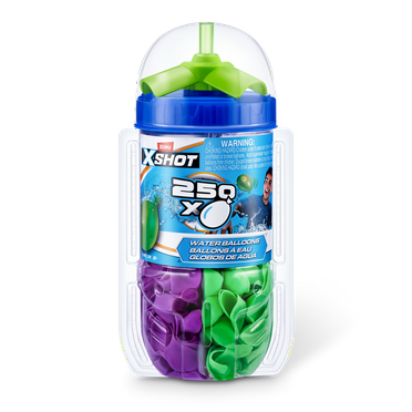 XSHOT Water Warfare 250 Count Pack Water Balloons with Easy Refill Connector, Rubber Plastic