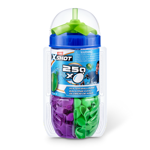 XSHOT Water Warfare 250 Count Pack Water Balloons with Easy Refill Connector, Rubber Plastic