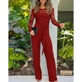 thumbnail image 4 of ZEFORTEX Womens Dressy Jumpsuits Casual One Piece Outfits Off Shoulder Lace Trim Overalls Straight Leg Pants, 4 of 9