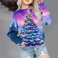 thumbnail image 2 of Odeerbi Kids Boys Girls Christmas Sweatshirt Cartoon Print Crewneck Sweatshirts 1-12 Years Children's Long Sleeve Round Neck Christmas Pattern Printed T-shirt Top Light Blue, 2 of 4