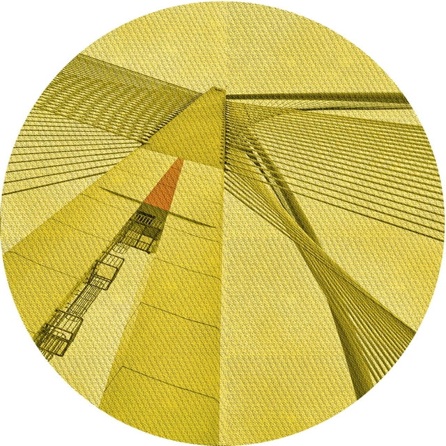 Ahgly Company Tapis Rond Lavable en Machine Intérieur Transitionnel Jaune Banane, 6 Pieds Rond