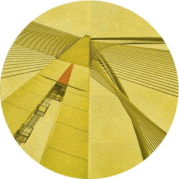 Ahgly Company Indoor Round Patterned Banana Yellow Area Rugs, 3' Round