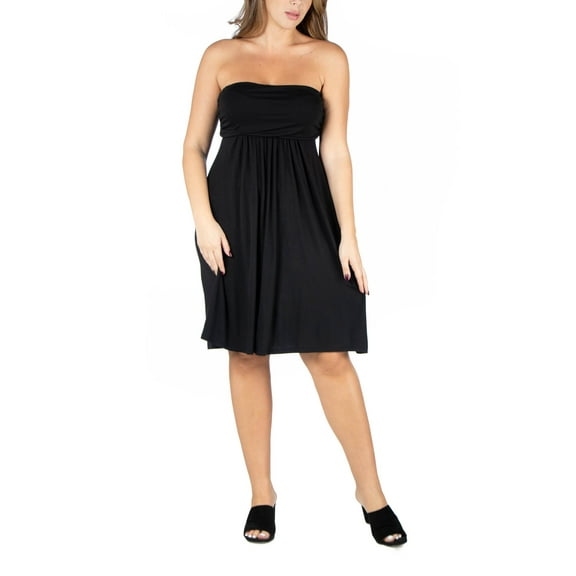 24seven Comfort Apparel Plus Size Knee Length Strapless Mini Dress