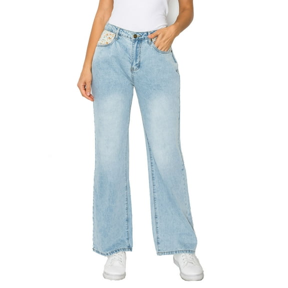ZAMONG High-Rise Straight Wide Leg Jeans