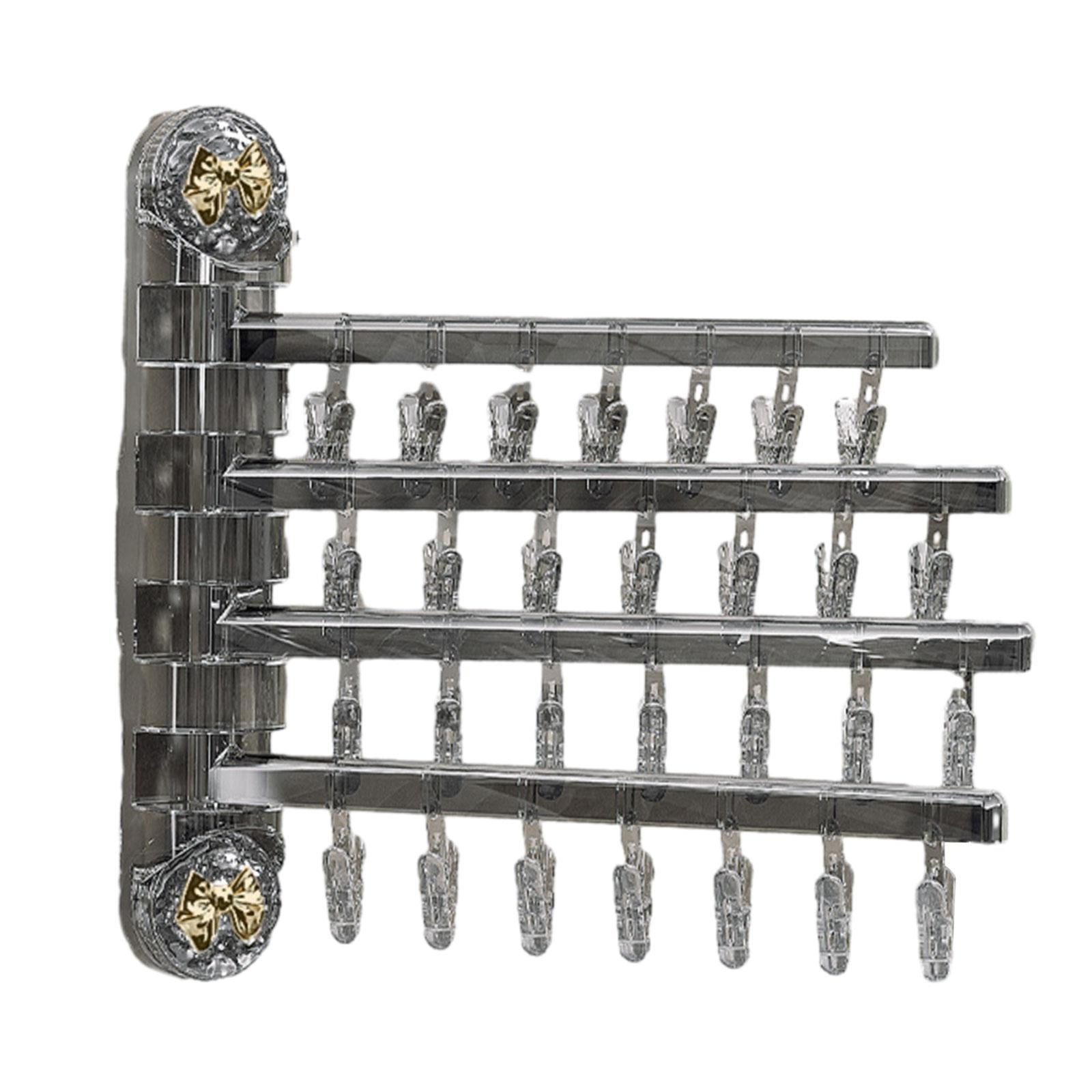 Tongina Foldable Laundry Hanger Drip Hanger Clothes Organizer, Laundry Clips Drying Rack for Scarf Baby Clothes Towels, Underwear Hat Gray Gold Bow