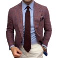 thumbnail image 2 of ZenCart Men Suit Coat Lapel Long Sleeve Slim Fit Suit Jacket with Pocket Plaid Print Retro Style Business Outerwear, 2 of 8