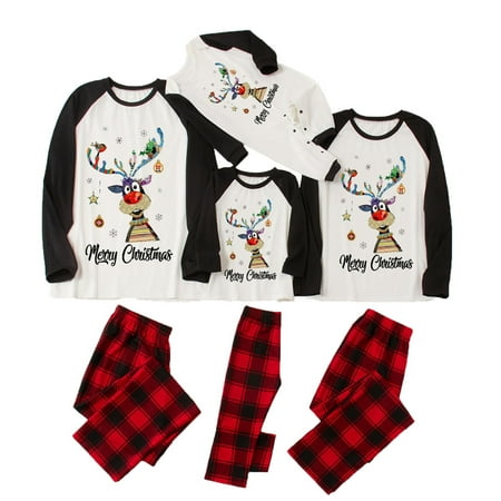 

Christmas Pajamas for Family Christmas Plaid Top Pants Pjs for Family Parent-child Wear Sleepwear for Adults Children