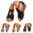 thumbnail image 6 of Platform Wedge Gladiator Sandals for Women 2025 Fashion Casual Suede Peep Open Toe High Heel Dressy Sandals, 6 of 8