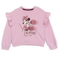 thumbnail image 2 of Disney Minnie Mouse Fleece Drop Shoulder Pullover Sweatshirt and Ribbed Flare Leggings Outfit Set Toddler to Big Kid, 2 of 5