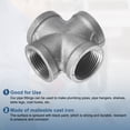 thumbnail image 4 of 1 1/4"(32mm) 4-Way Cross Fitting Connector, Cast Malleable Iron 4 Way Corner Pipe Fittings for Shelves Bracket DIY Furniture Plumbing Pipe, 10Pcs, 4 of 7