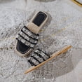thumbnail image 5 of Sandalias planas de perlas de lujo para mujer, chanclas de playa de colores mezclados en negro/blanco, zapatillas con cuentas en la parte inferior de paja, sandalias bohemias para mujer, 5 of 5