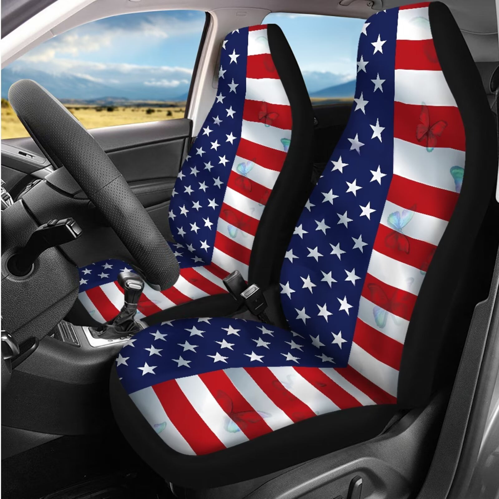 HUIACONG Black Tribal Pattern Seat Covers for Cars Full Set with Steering Wheel Cover Center Console Cover Seat Belt Covers Coasters Headrest Cover Keychain Southwestern Car Accessories 14 Pcs