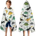thumbnail image 3 of Multi Colored Dinosaur Assortment Pattern Hooded Bath Towel，50"x30" for Ages 3 To 12 Kids, Quick Dry Lightweight Soft Microfiber Hood Beach Towel Cover Up for Kids, 3 of 7
