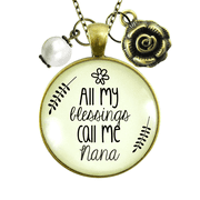 Nana Necklace All My Blessing Gift Quote Grandma Jewelry 24"