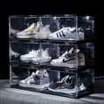 thumbnail image 4 of Voice Control Luminous Shoe Box Transparent Sneakers Storage Box Wall Plastic Shoe Cabinet Shoe Rack Basketball Shoe Box, 4 of 5