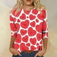 thumbnail image 2 of Garbnen Valentine's Day Shirts for Women 3/4 Sleeve Tops for Women Love Heart Print Crew Neck Dressy Blouses for Women, 2 of 6