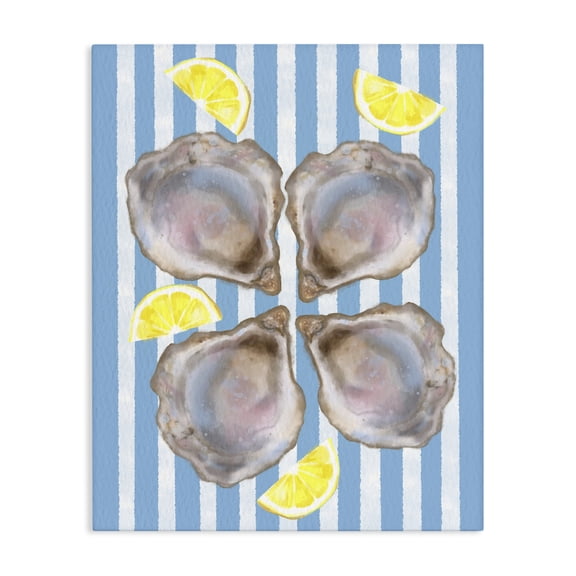 Stupell Industries Rustic Lodge Blue Stripe Oysters Canvas Art, 16 x 20, by Matthew Piotrowicz