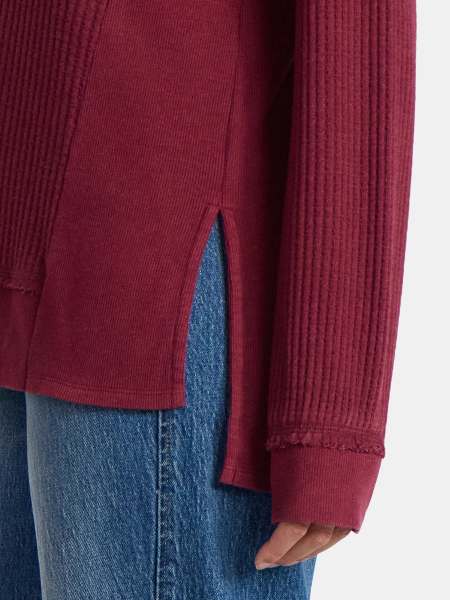 Time and Tru Women's and Women's Plus V Neck Tunic Sweatshirt with Long Sleeves, Sizes XS-4X