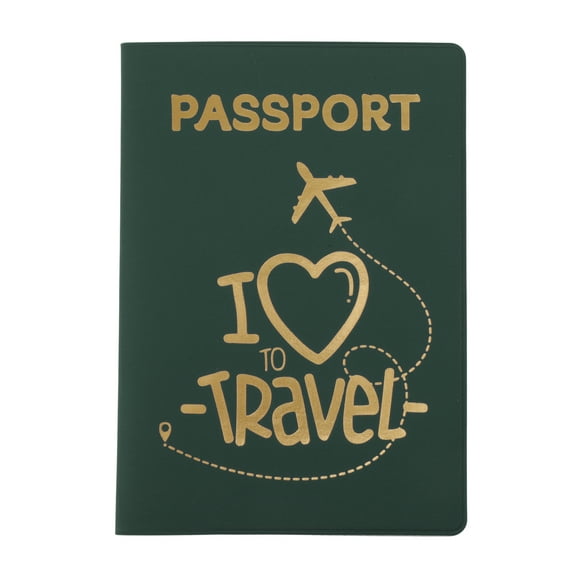 Unique Bargains 1 Pc Passport Holder Durable Heart Airplane Document Holder for Travel Forest Green