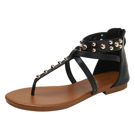 

Quealent Adult Women Sandal Barefoot Running Sandals Women Ladies Shoes Fashion Flat Thong High Top Sandals Casual Fringe Sandals Women Heels Black 6.5