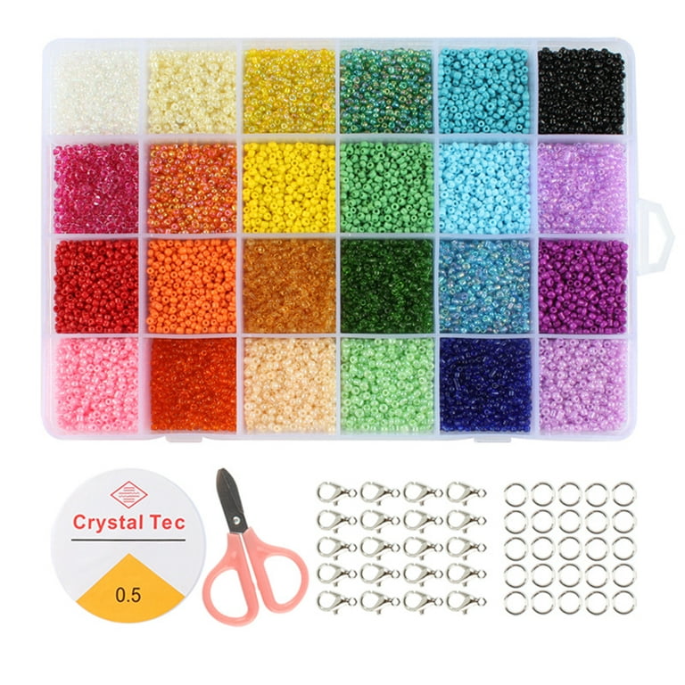 Feildoo Glass Seed Beads for Bracelet Making Kit, Multi Colors Small Beads  for Jewelry Making Crafts Gifts, L#003 Beads + Glazed Beads 